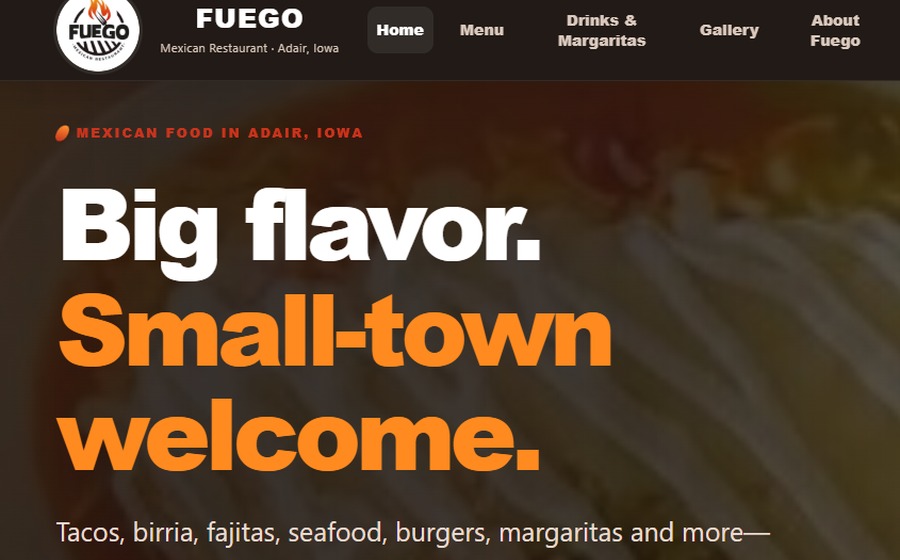 Fuego Mexican Restaurant website project by Wired West Computers