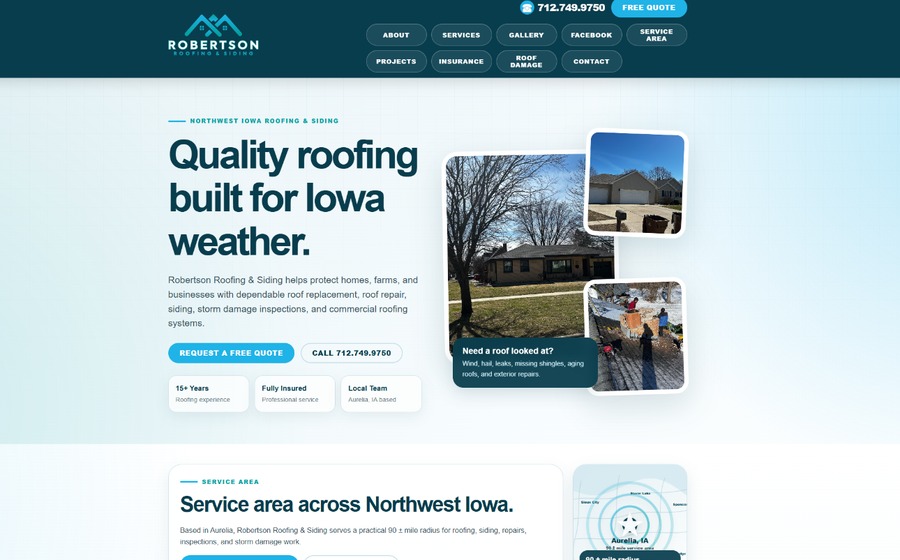 Thumbnail for the Robertson Roofing Website project